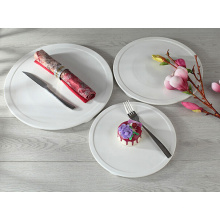 Haonai white round cake plate,9 inch porcelain dessert plate with customized design